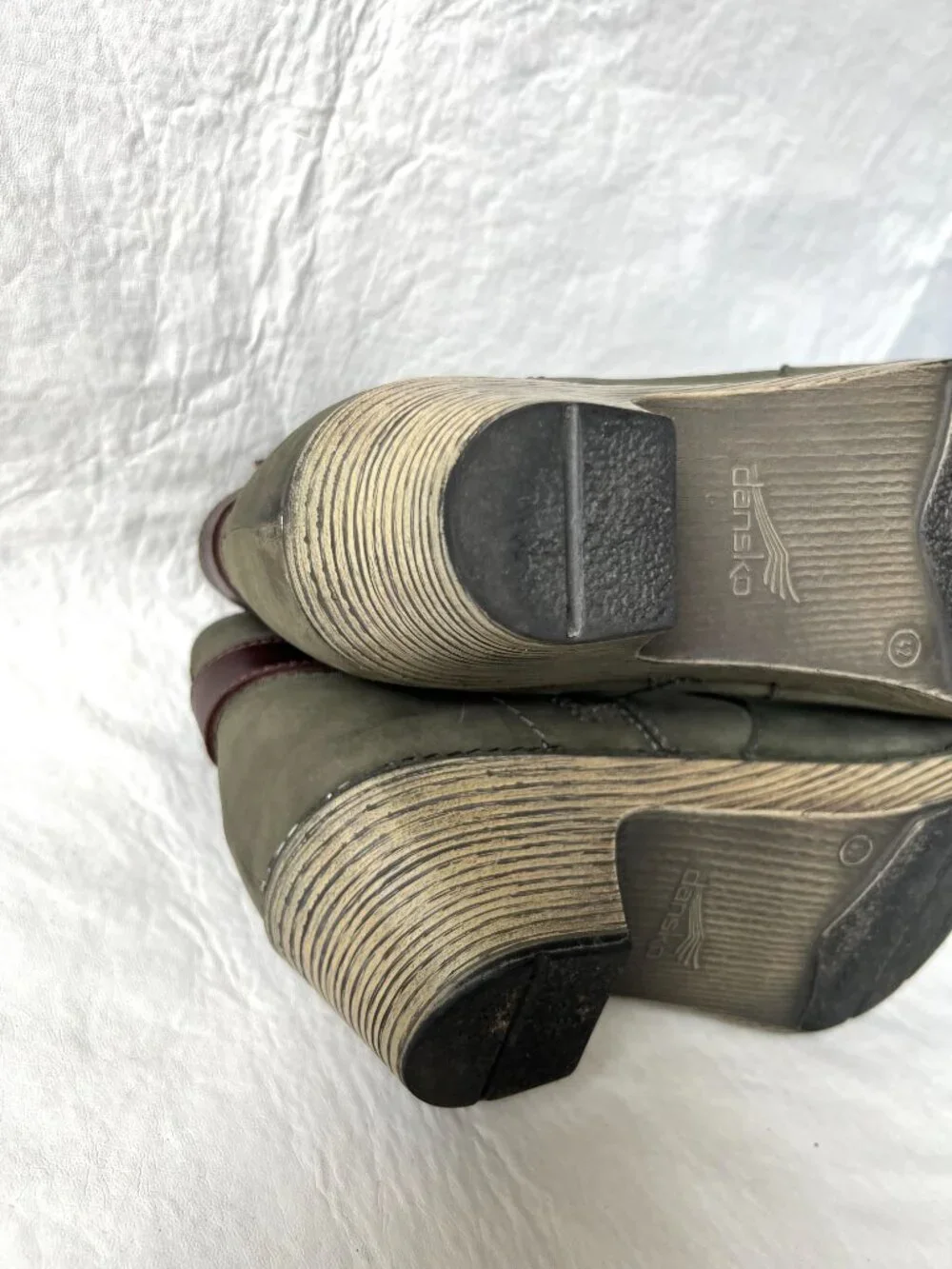 Dansko boots olive green brown leather Michelle EU 42 11.5 12 short ankle clog